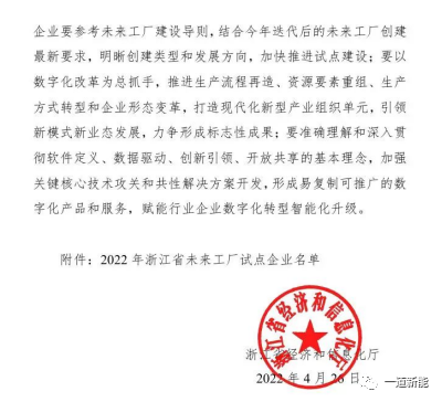 一道新能成功入圍2022年浙江省“未來(lái)工廠”試點(diǎn)企業(yè)！