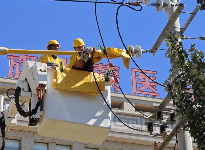 阿拉善供電公司迎夏峰帶電消缺，保醫(yī)電“汗”衛(wèi)民生